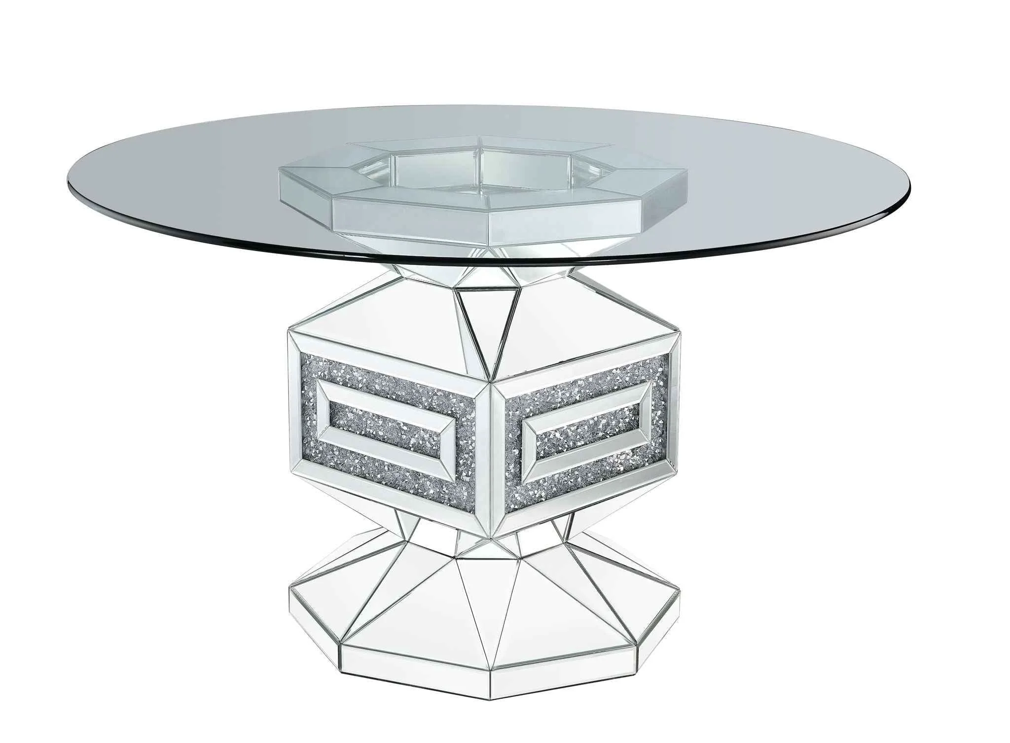 Green Noralie – 30 Dining Table – Clear Glass Mirrored Faux Diamonds Verified