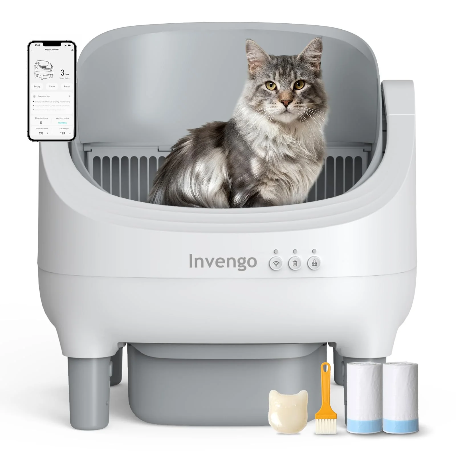 Top-Quality Invengo Automatic Cat Litter Box — Self-Cleaning Open-Top App Control Recyclable
