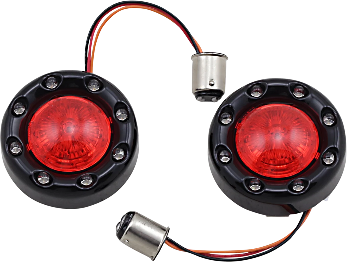 Expertly Made Custom Dynamics Bullet Turn Signal 1157 – Black – Red Lens PB-BR-RR-57-BR Smart