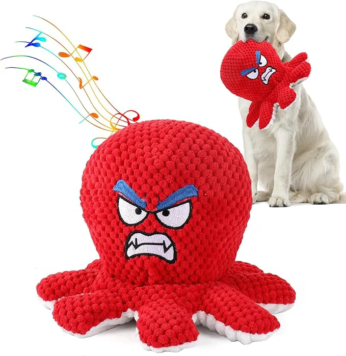 Solid BABORUI Interactive Dog Toys Octopus Jumping Squeaky Dog Toys with Recording and Music Modes Rechargeable Moving Dog Chew Toys for Small Medium Large Dogs to Keep Them Busy Angry Octopus About This Versatile