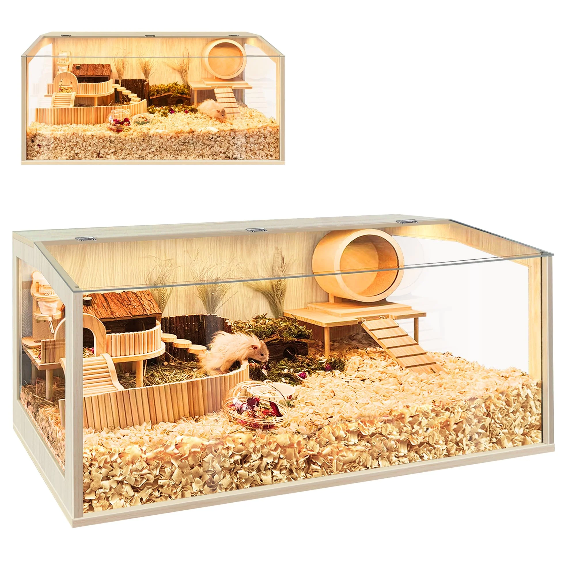 World-Class PROLEE Chew-Proof Hamster Cage Habitat — Openable Top Premium Wood 24–48in Professional