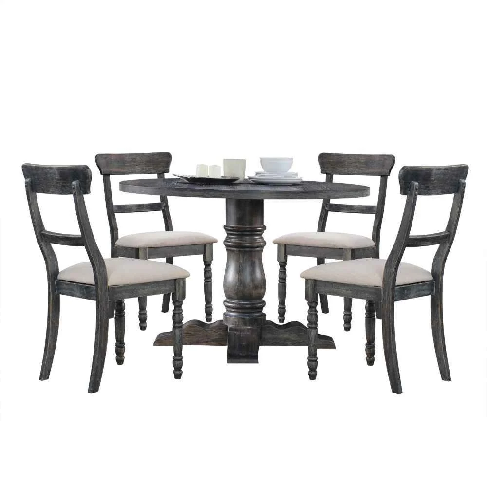 Specialty Leventis – Side Chair Set of 2 – Light Brown Linen Weathered Gray Lightweight