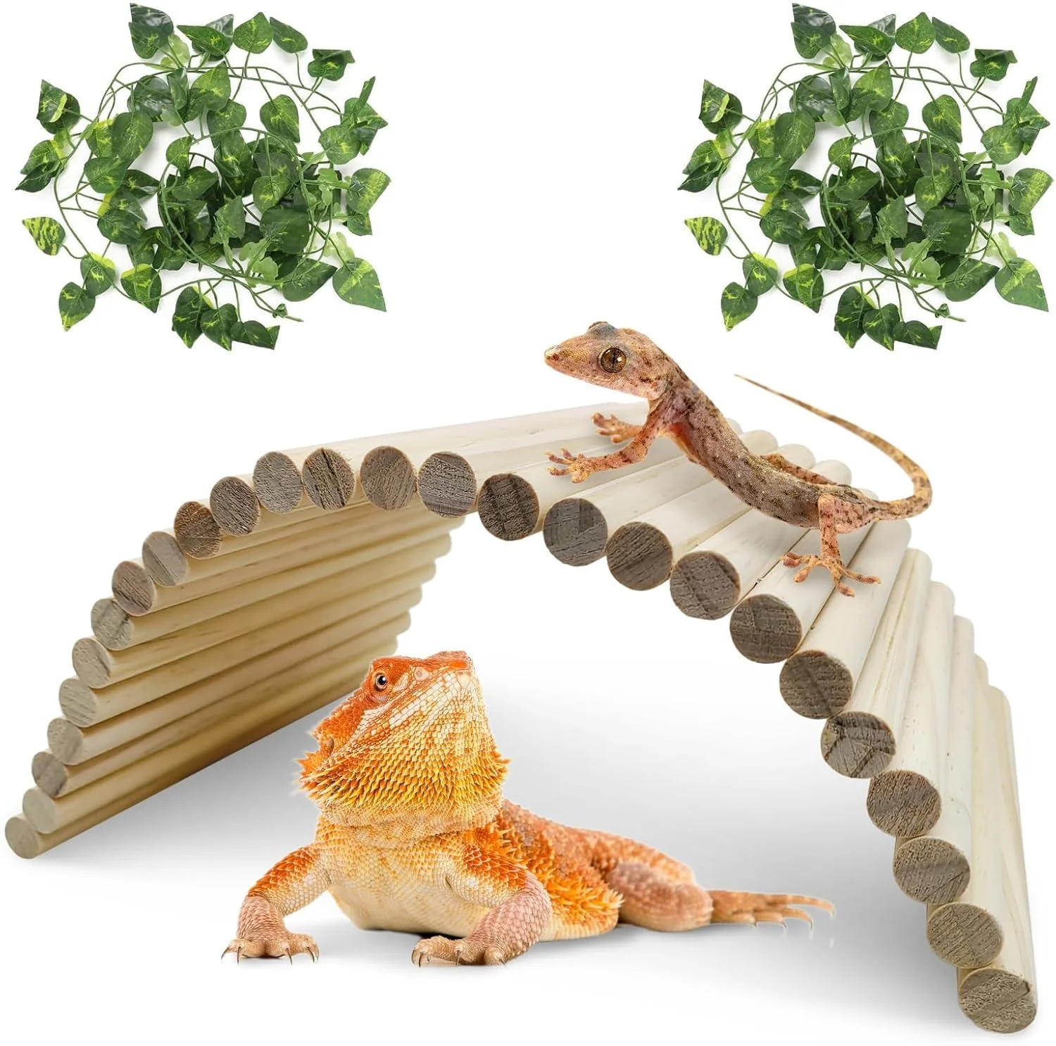 Sophisticated Hamiledyi 11.37 X 5.9 Inches Hides for Tortoises Wood Bendy Bridge Reptile Hide Climbing Ladder Hide Cave Turtle Habitat Decor for Lizards Gecko Spiders Snakes Comfortable