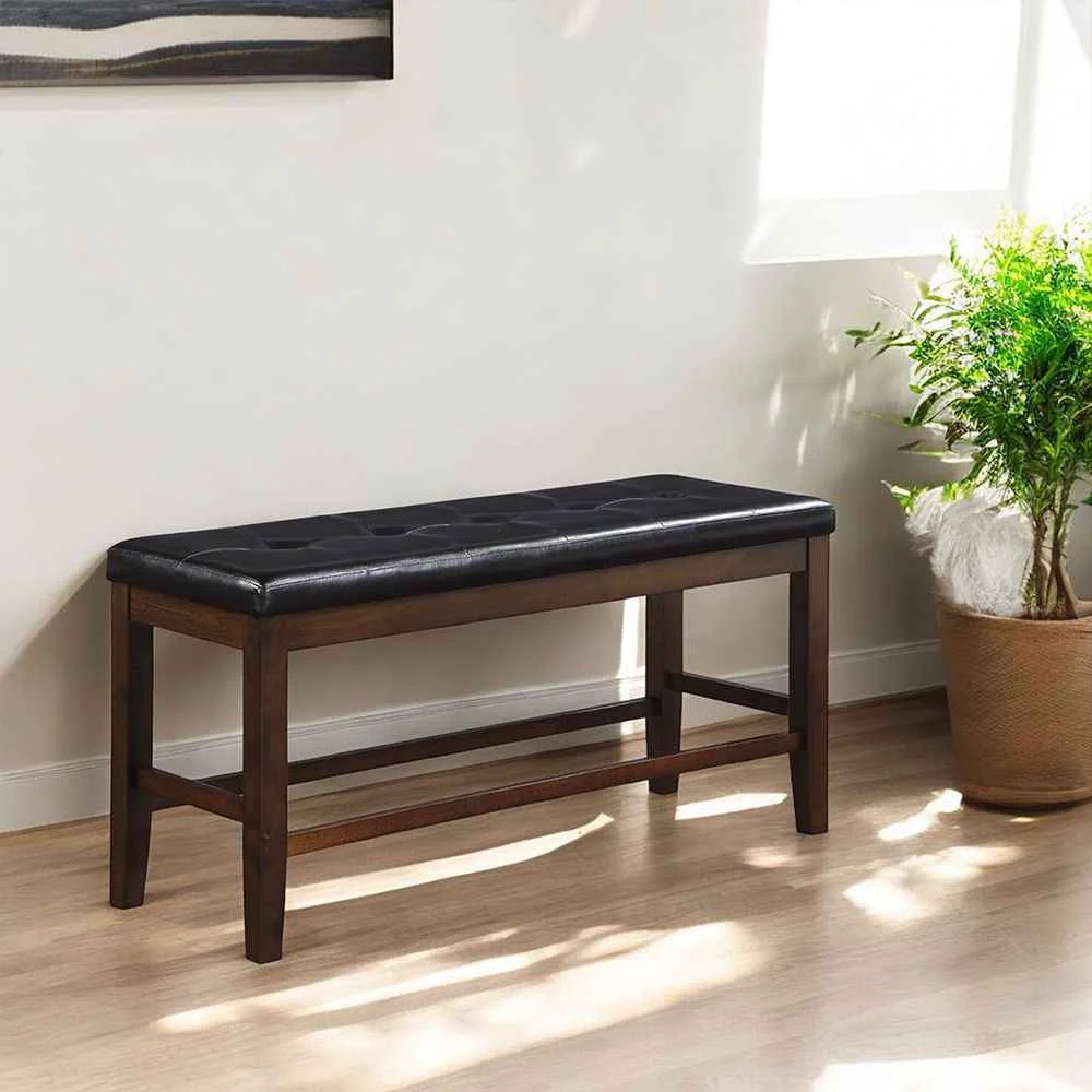 Elite Urbana – Counter Height Bench – Black Synthetic Leather Espresso Carefully Designed