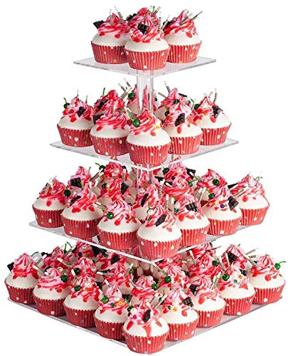 Secure 4 Tier Acrylic Cupcake Stand 4 Holders Organic