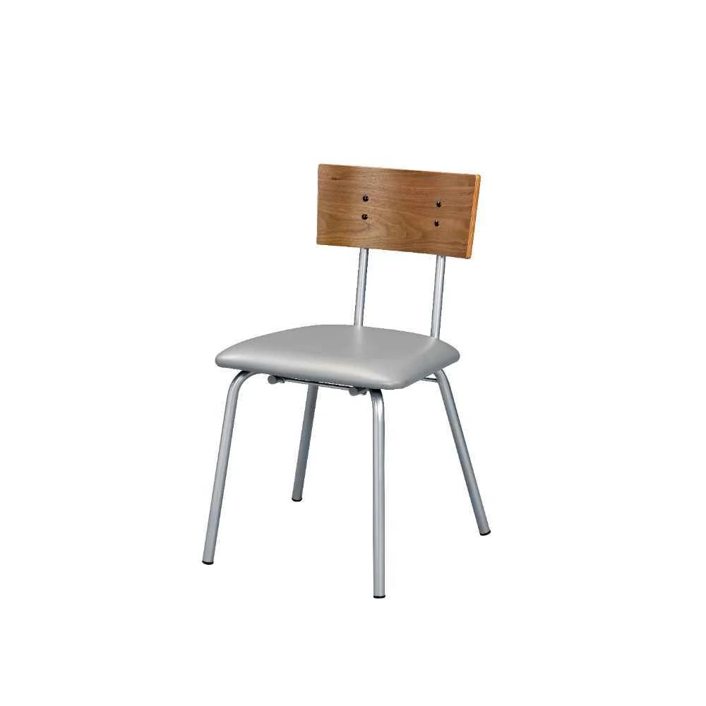 High-Grade Jurgen – Side Chair Set of 2 – Gray Synthetic Leather Oak Silver Original Design