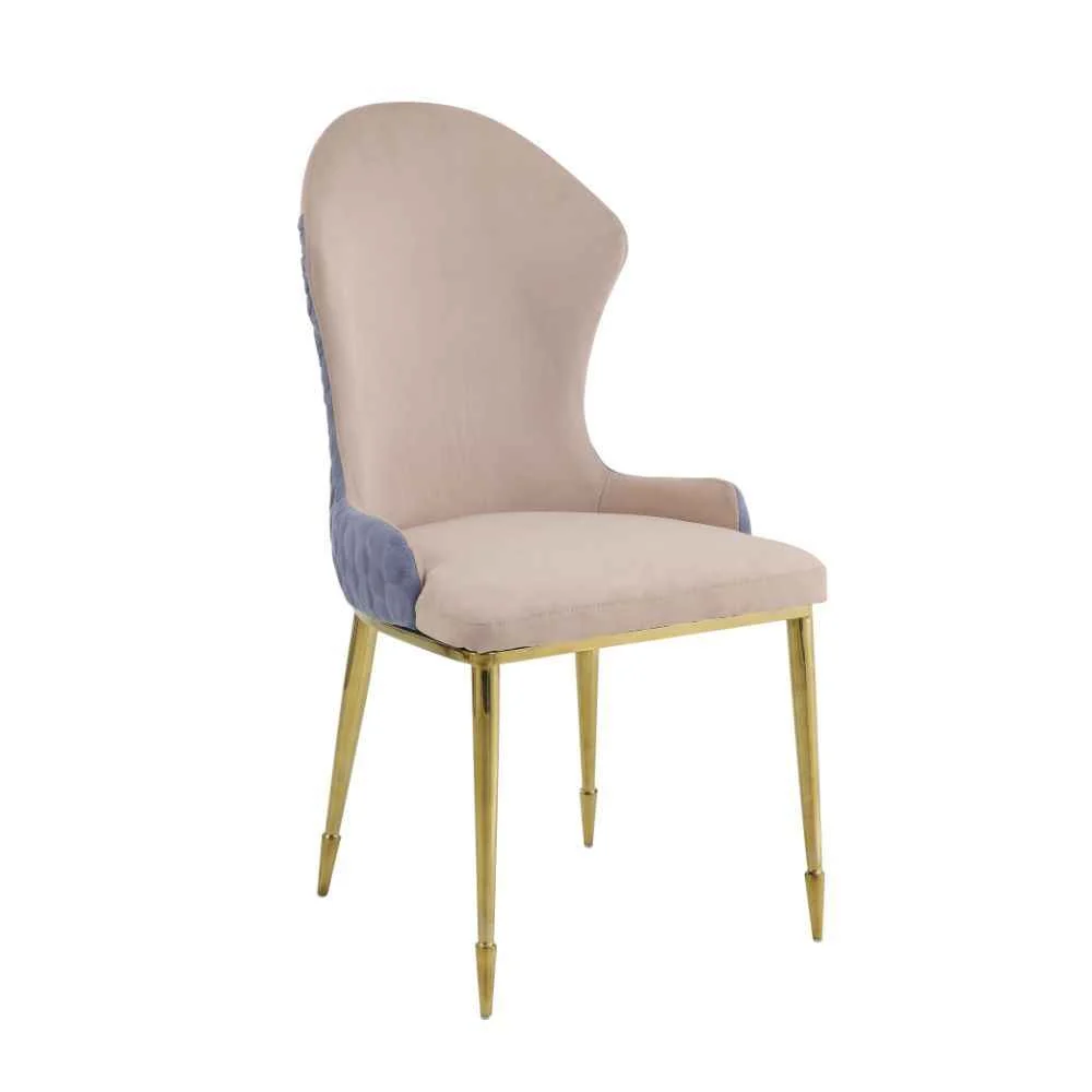 Comfortable Caolan – Side Chair Set of 2 – Tan Lavender Fabric Gold Luxury