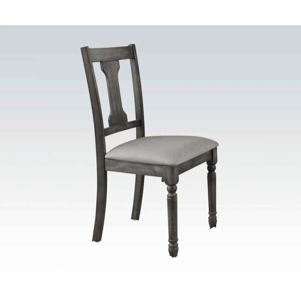 Premium Material Wallace – Side Chair Set of 2 – Tan Linen Weathered Gray Solid