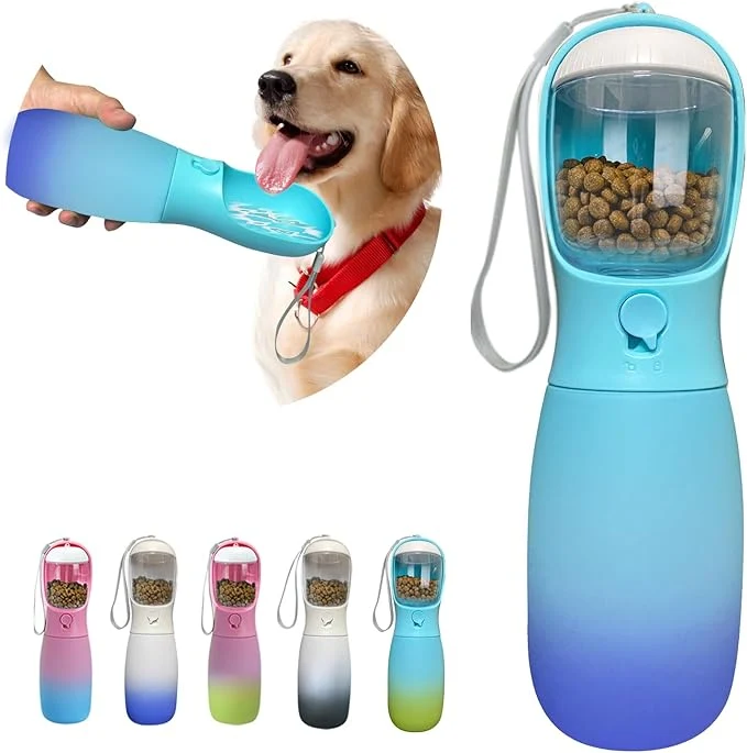 Convenient 2-in-1 Dog Water Bottle Portable Food Grade Travel Dog Bowls with Food Container 19Oz Dog Water Bowl Dispenser Hiking Essentials Puppy Stuff Dogs Accessories Girl Boy Blue About ThisOverview Proven