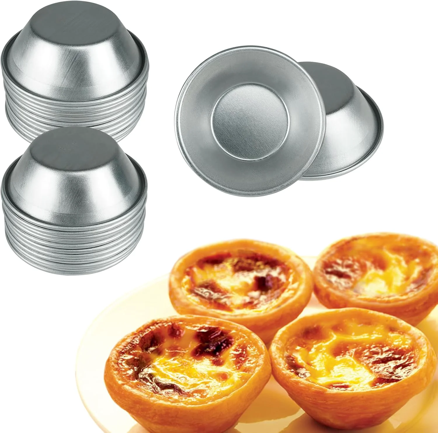 Advanced Weilan Egg Tart Mold 3 inch Mini Tiny Pie Muffin Cupcake Pans Tin 25 Pieces Tiny Pie Muffin Cupcake Pans Small Puto Cup Specialty