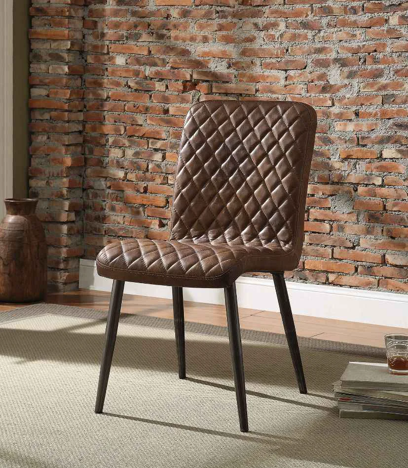 Dependable Millerton – Side Chair Set of 2 – Vintage Chocolate Top Grain Leather Antique Black Proven