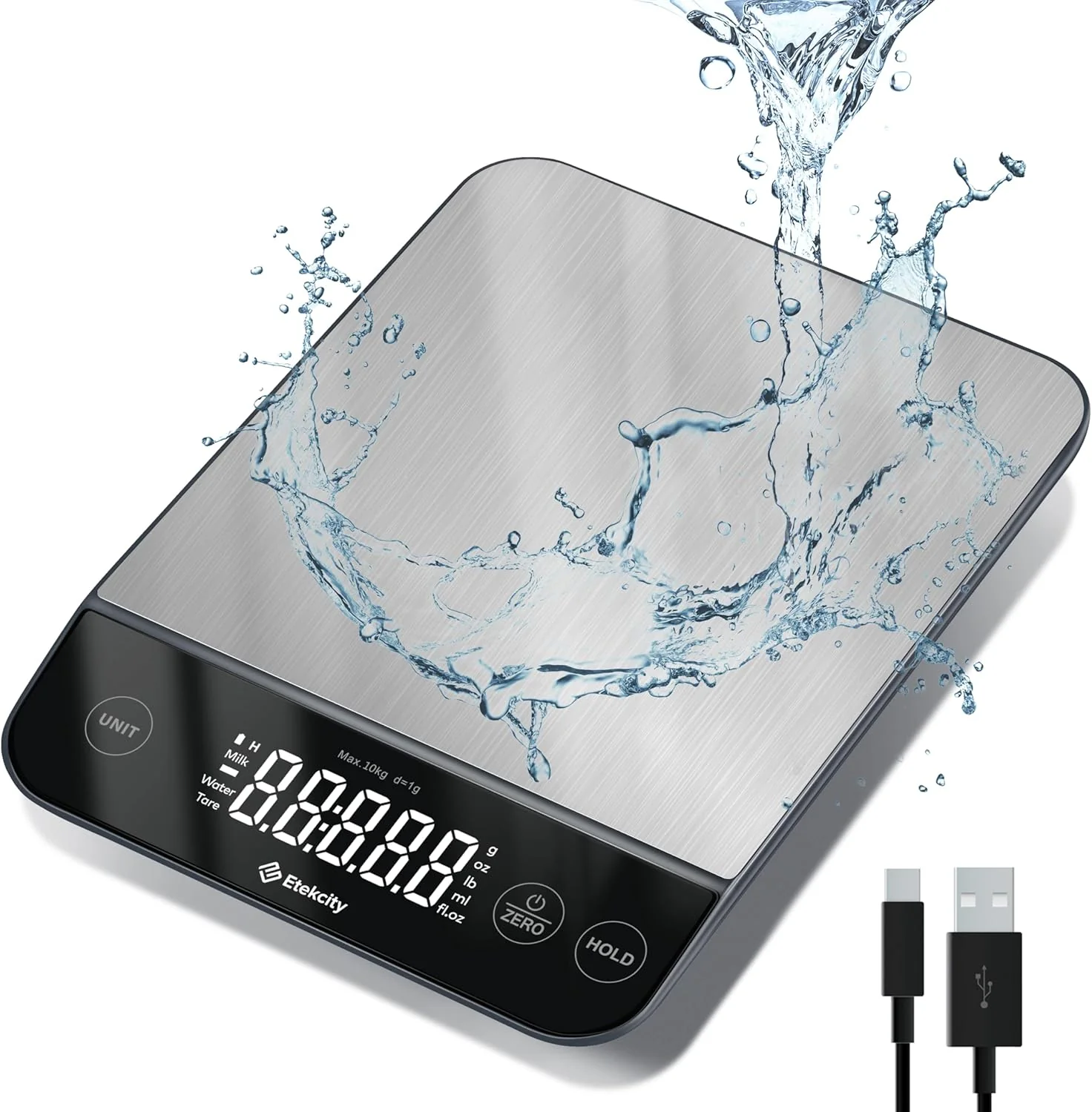 High-End Etekcity 22lb Food Kitchen Scale USB Rechargeable IPX6 Waterproof Reliable