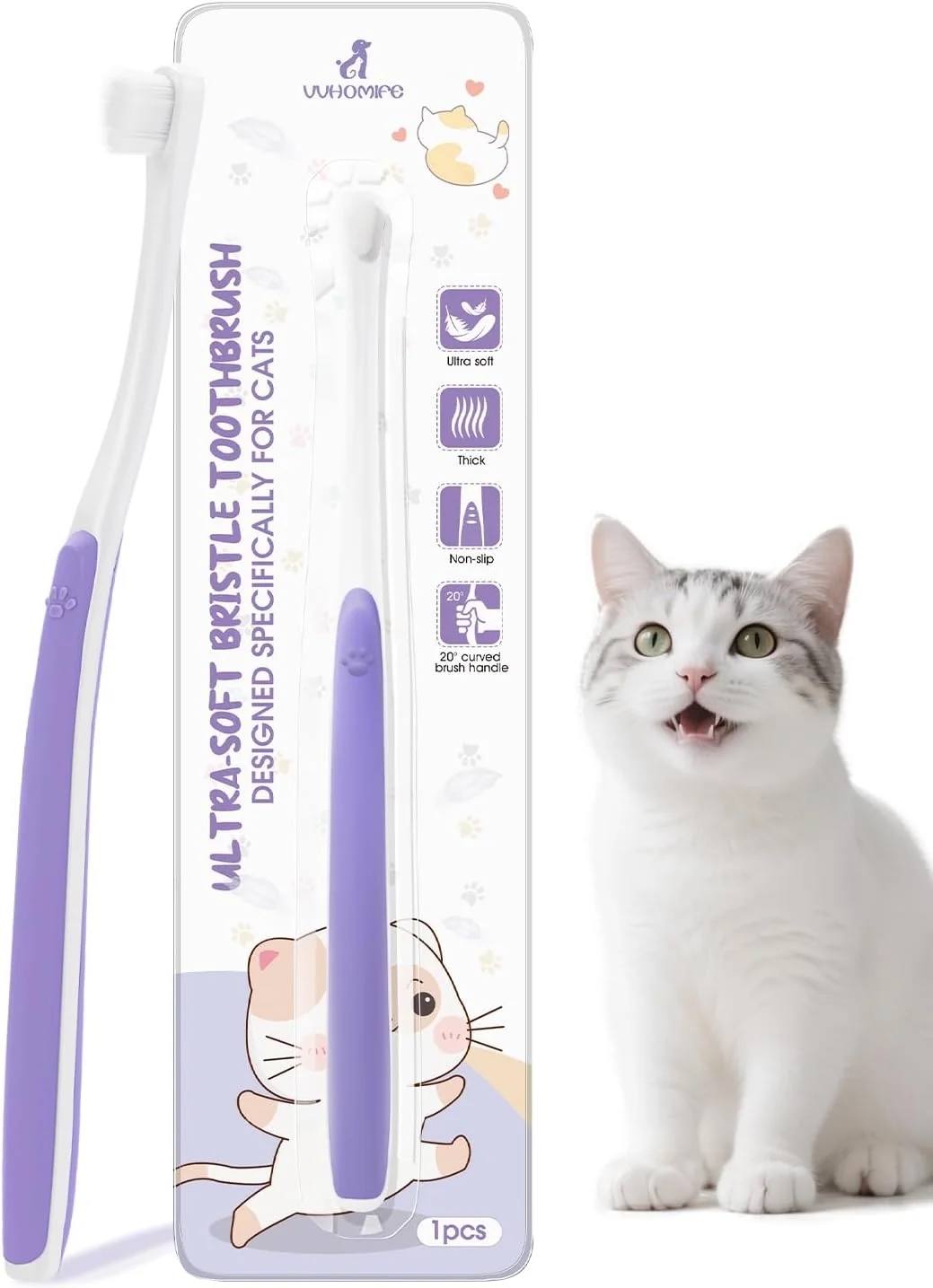 Cat Toothbrush for Kitten Teeth Cleaning – Soft Bristle Cat Dental Brush Set with Compact Head – Gentle Oral Care Tool for Daily Brushing Routine Loved by Vets and Fur Babies Trusted