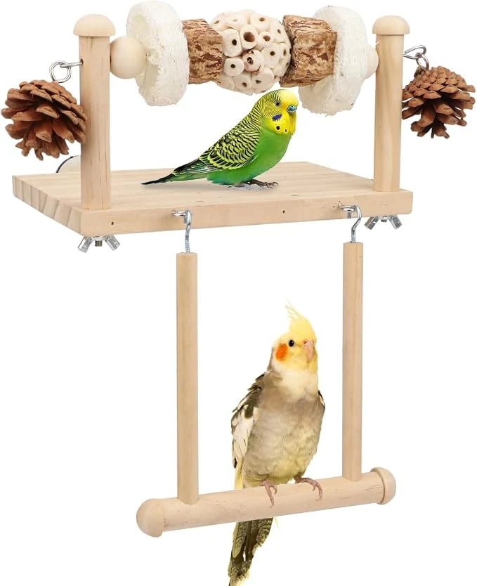 Solid Litewoo Bird Perch Wooden Platform Bird Swing Chew Toys Play Gyms Exercise Smooth