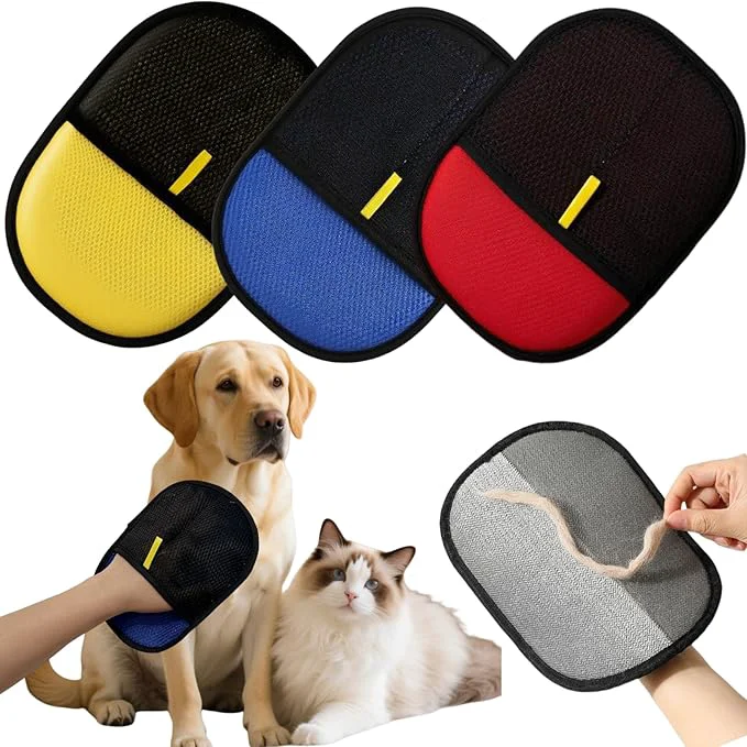 Consistent 3Pcs Electrostatic Pet Hair Removal Gloves for Cats Dogs 2025 New Upgraded Reusable Quick De-Shedding Grooming Gloves Animal Fur Remover Tool for Couch Carpet Furniture Car Seat Clothing CurtainAbout This Smart