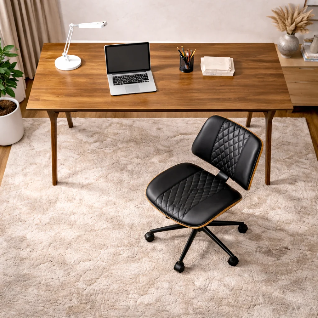 Selected Modern Walnut Office Desk with Armless Swivel Chair Set Pure