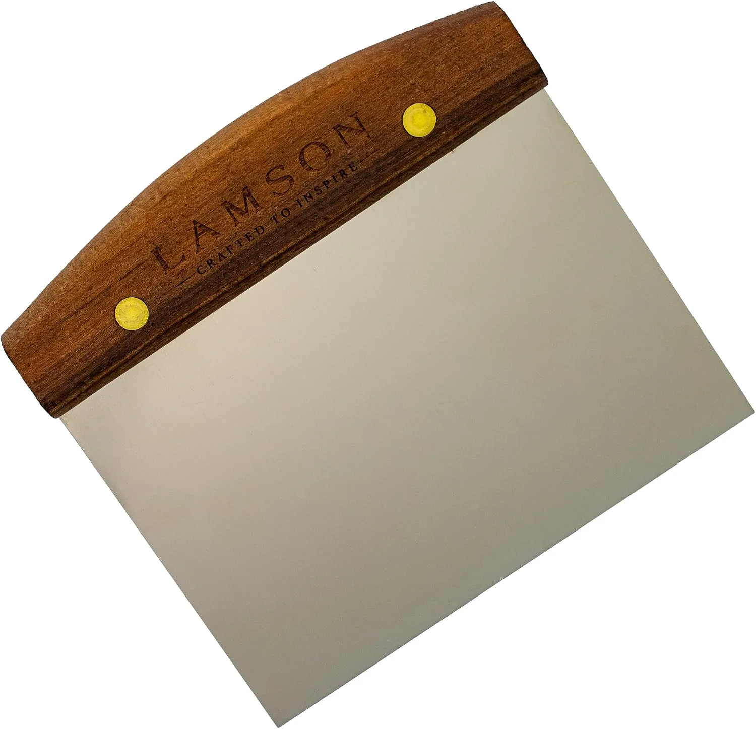 Versatile Lamson Bench Scraper Deep Blade Dough and Griddle Cutter 4 x 6 In Extra depth for batch portioning and wide surfaces high-carbon stainless riveted walnut hand wash only USA made Sustainable