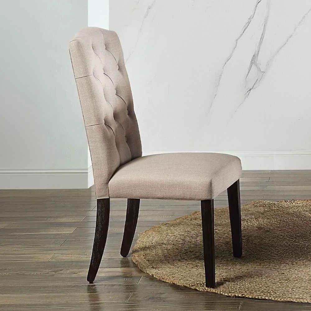 Genuine Gerardo – Side Chair Set of 2 – Beige Linen Weathered Espresso User-Friendly