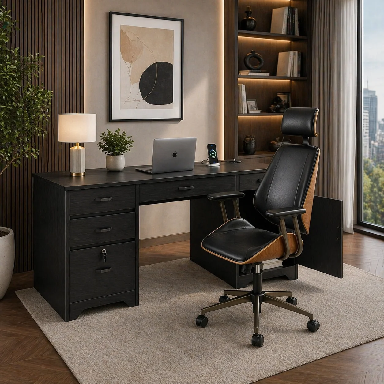 Unique ShipItFurniture 59 Executive Office Desk Ergonomic Chair Set with L Reusable