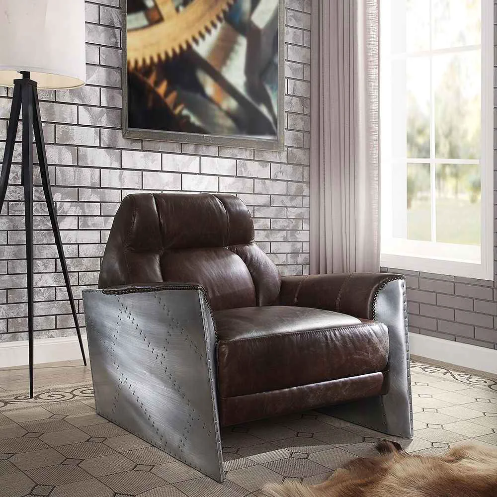 Original Design Brancaster – Accent Chair – Espresso Top Grain Leather Aluminum Verified