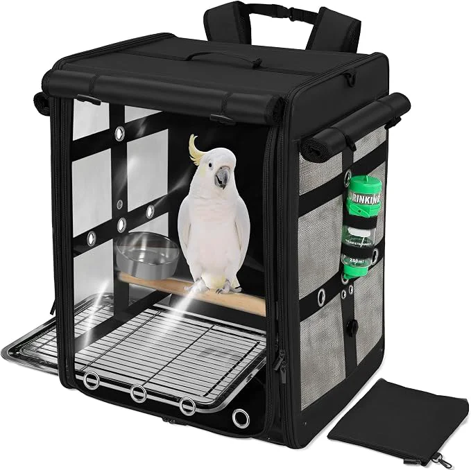 Fashionable Suertree Bird Carrier Travel Cage Cockatoo Carrier Parrot Travel Backpack Solid
