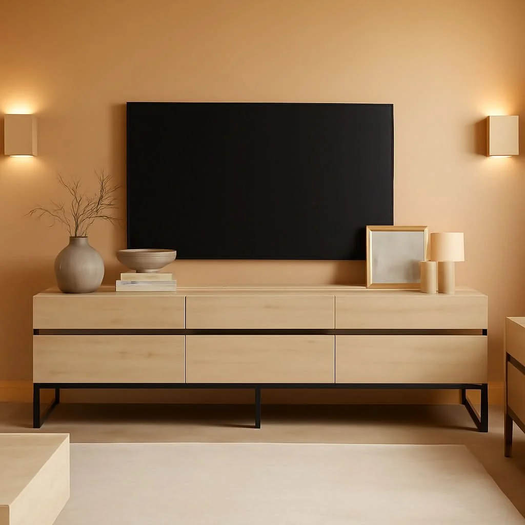 Outstanding Light Oak Contemporary Entertainment TV Stand 75 Inch Eco-Friendly