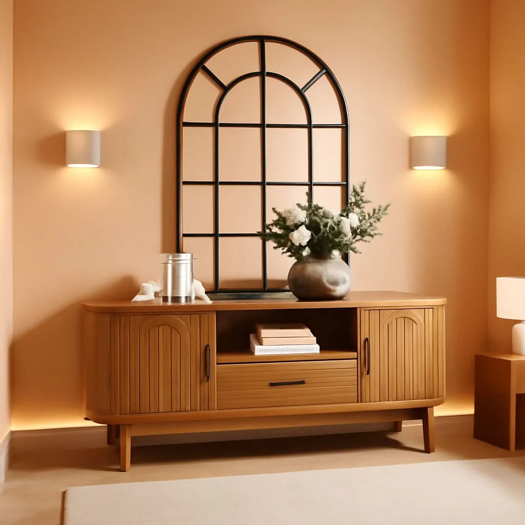 Breathable 63 Inch Fluted Midcentury TV Entertainment Center Stand Carefully Designed