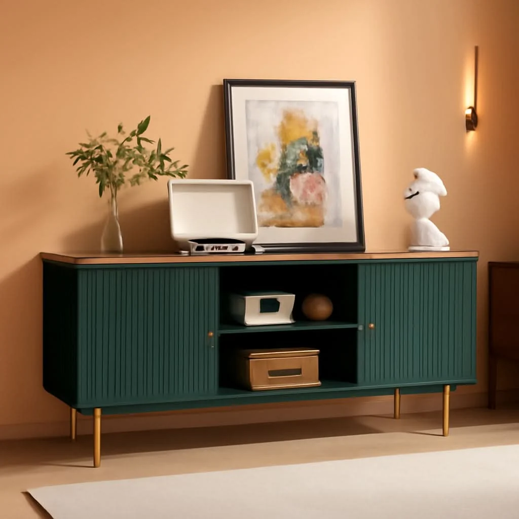 Casual 55 Inches Fluted TV Stand Entertainment Center Premium Carefully Designed