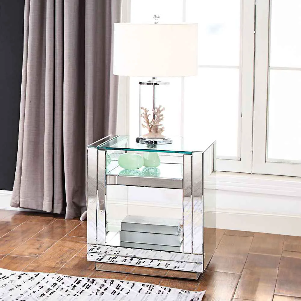 Expertly Made Nysa – 24 End Table – Mirrored Faux Crystals Environmentally Friendly