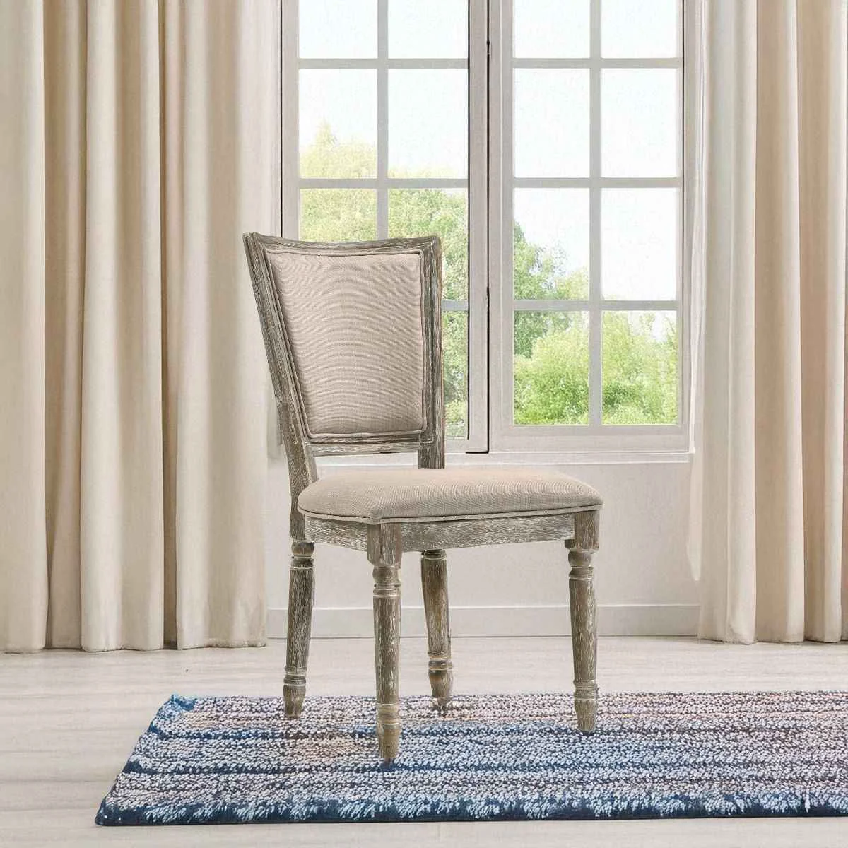 Superior Gabrian – Fabric Side Chair Set of 2 – Two-Tone Beige Reclaimed Gray Specialty