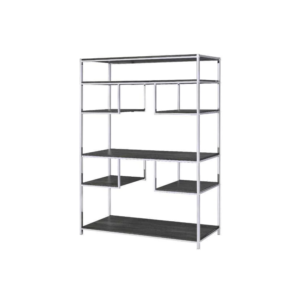 Certified Vonara – Bookshelf – Rustic Gray Oak Chrome Functional