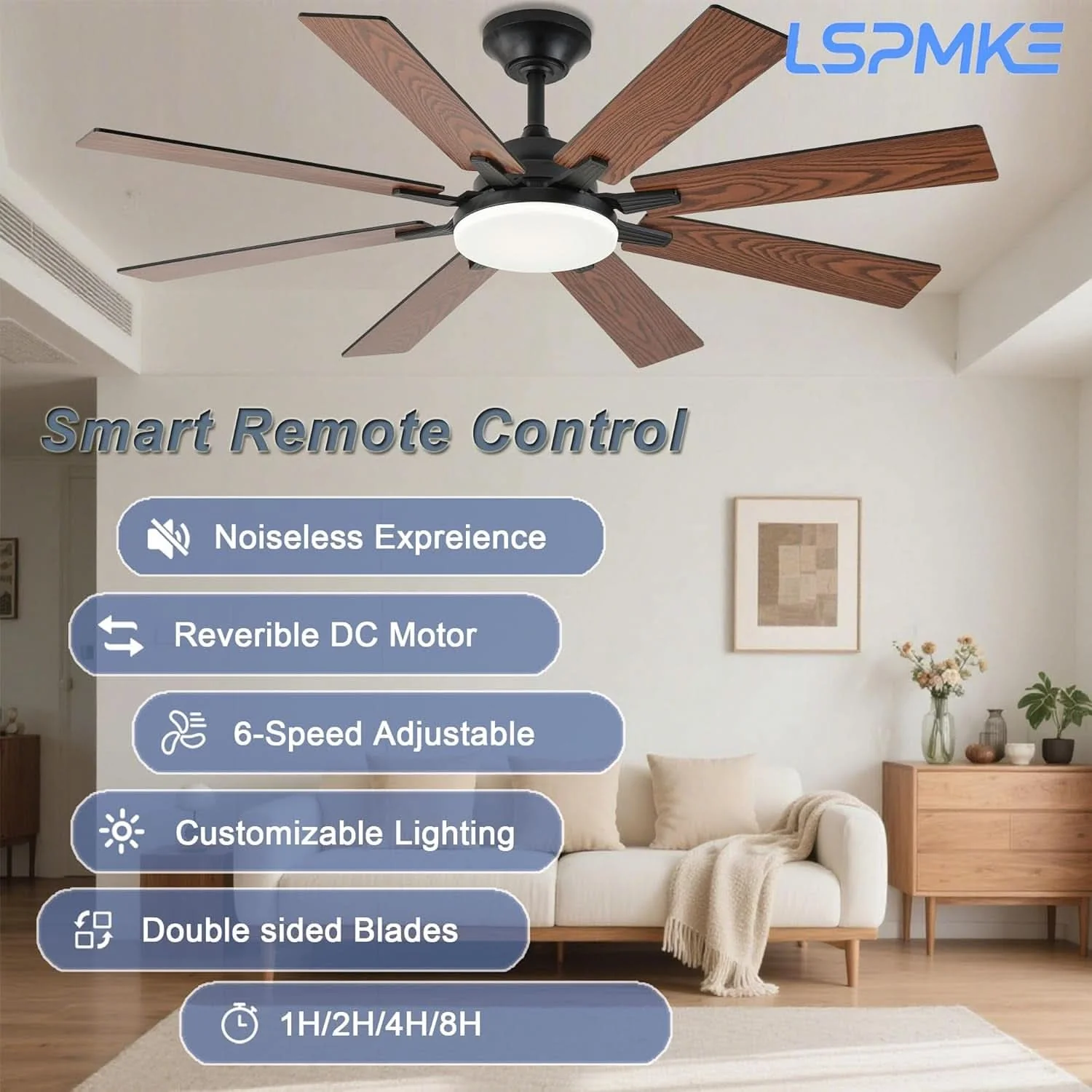 Environmentally Friendly 52 Inches Ceiling Fan Ultraquiet Reversible Lights Original