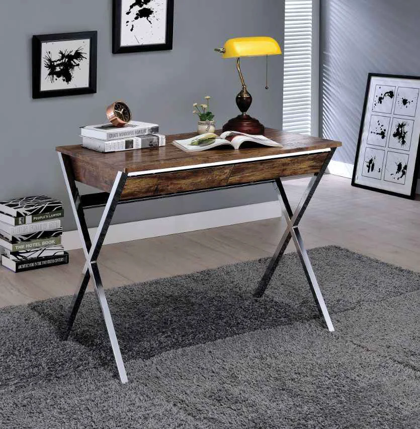 Comfortable Callers – Writing Desk – Weathered Oak Chrome Smart