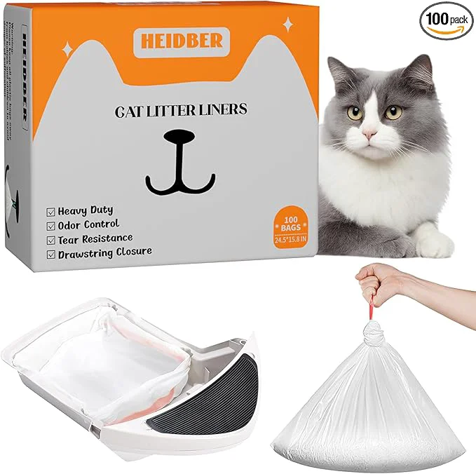 World-Class Drawstring Cat Litter Box Liners 100 Pack-Robot Litter Liner Bags for Robot 3 and 4 Cleanpethome PETKIT PuraX PuraMax Self-cleaning Cat Litter Box Bag Heavy Duty Litter Box Robot Waste BagsAbout ThisOverview Verified