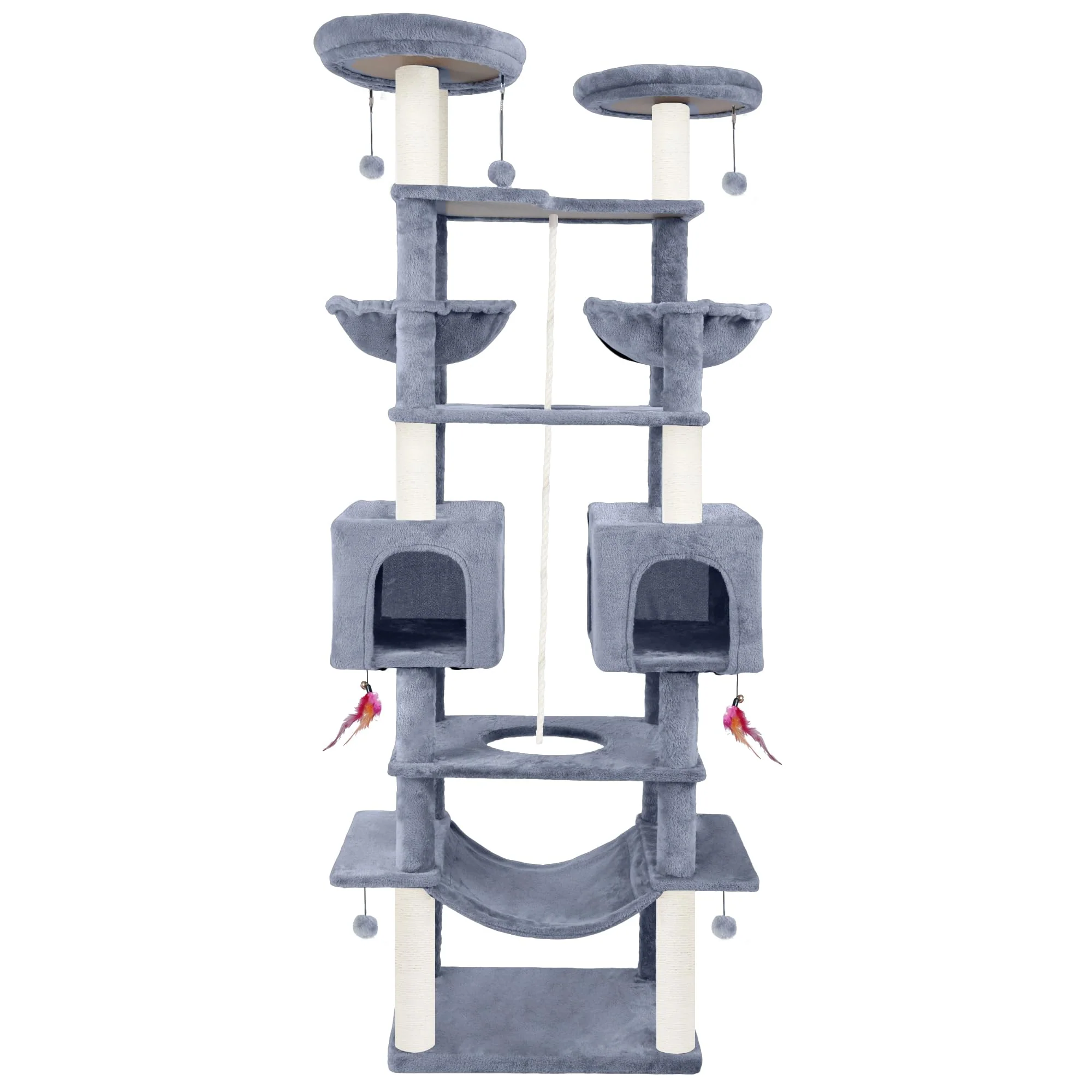 Detailed Roypet 71in Multifunctional Cat Tree Tower for Indoor Cats – Grey Excellent