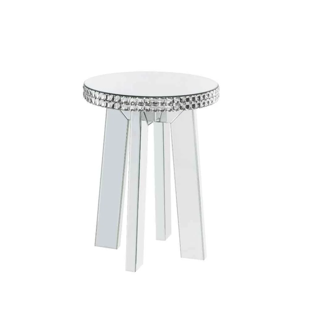 Effective Lotus – End Table – Mirrored Faux Ice Cube Crystals Durable