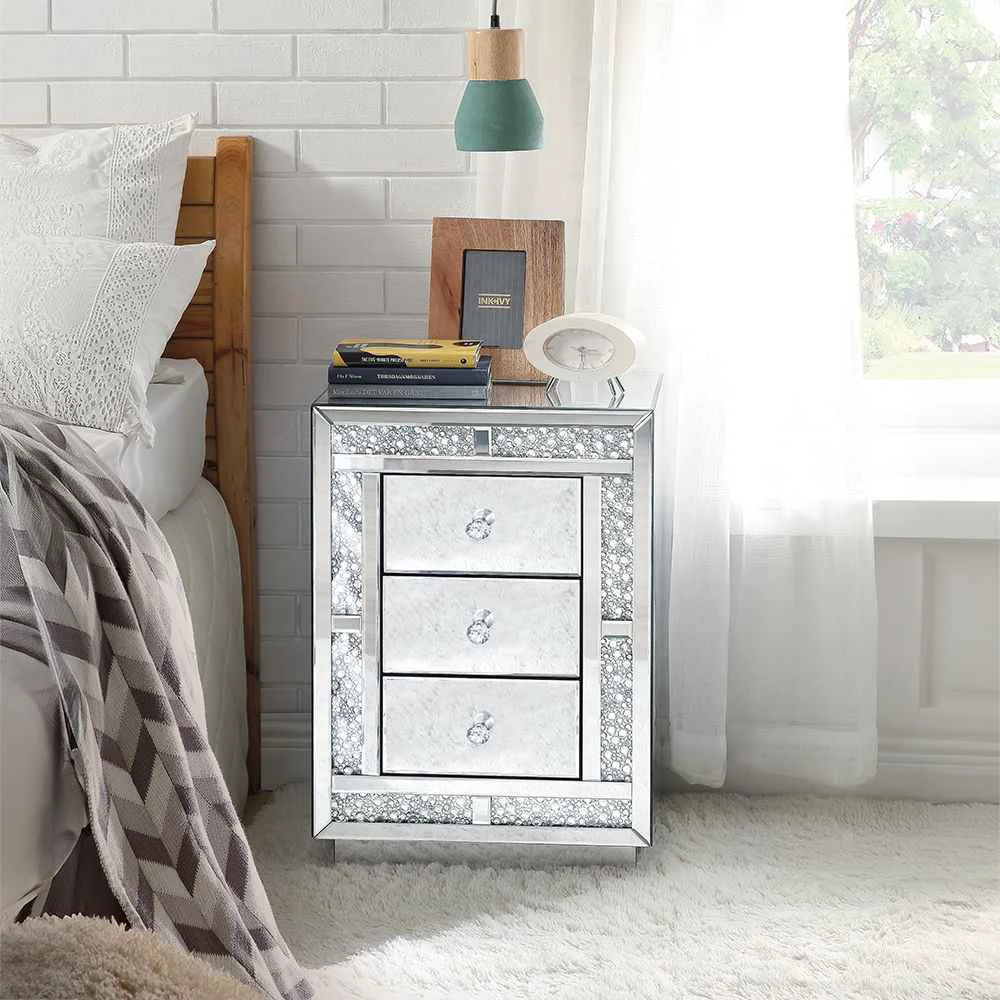 Original Mallika – Accent Table – Mirrored Faux Crystals Functional
