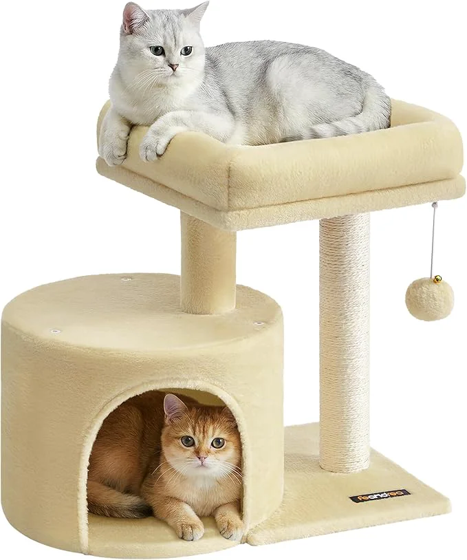 Effective Feandrea Cat Tree Small Cat Tower with Sisal Scratching Post Plush Condo with Padded Perch for Small Spaces Kittens Sand Beige UPCT050LF01About ThisOverview Modern