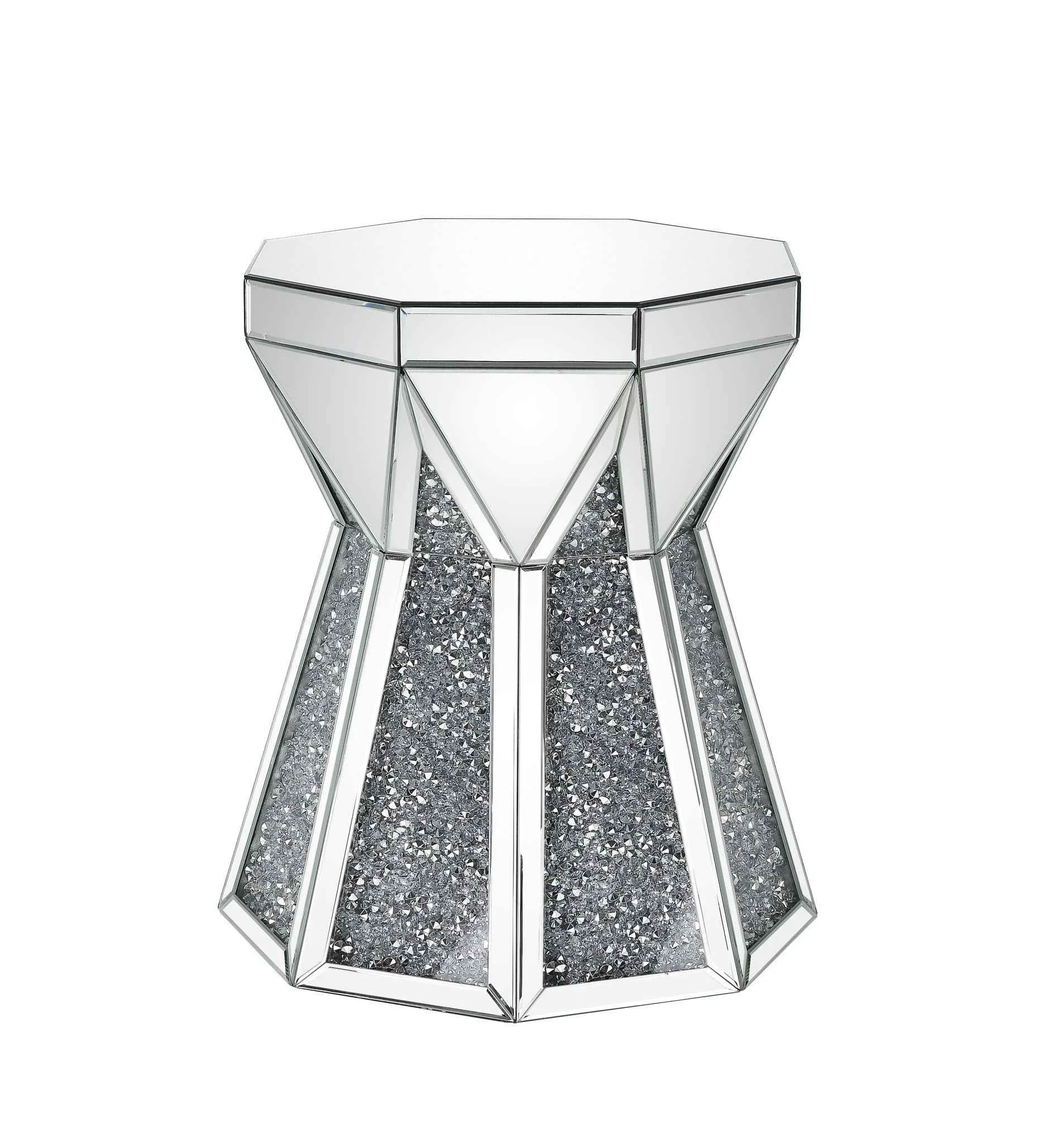 Optimized Noralie – End Table – Mirrored Faux Diamonds Solid