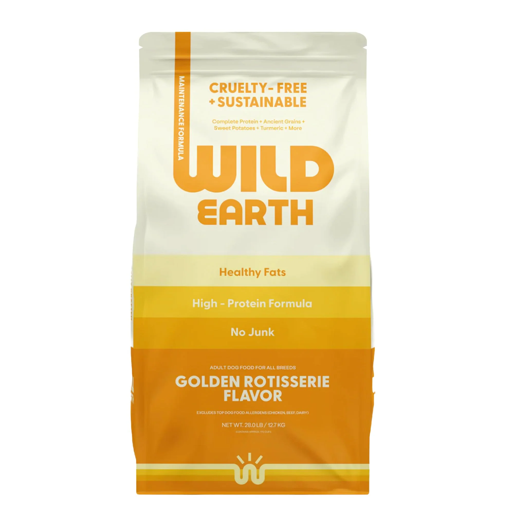 World-Class Wild Earth Vegan Dry Dog Food – Plant-Based Maintenance Formula Golden Rotisserie 28 lb Organic