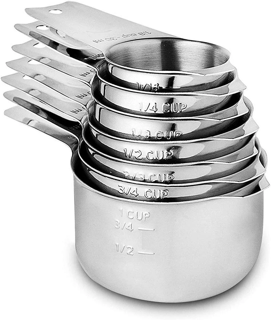 Genuine Measuring Cups Stainless Steel 7 Piece Stackable Set for Dry or Liquid Ingredients Measurement Quality