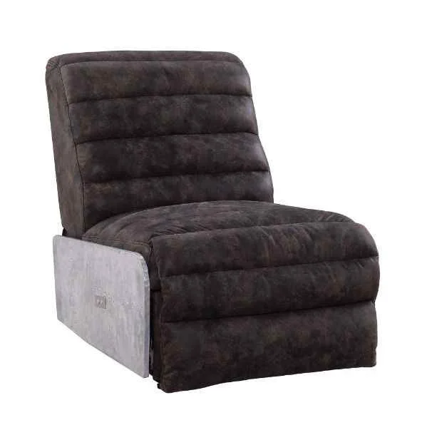 Selected Okzuil – Power Motion Recliner – Two Tone Gray Top Grain Leather Aluminum Professional