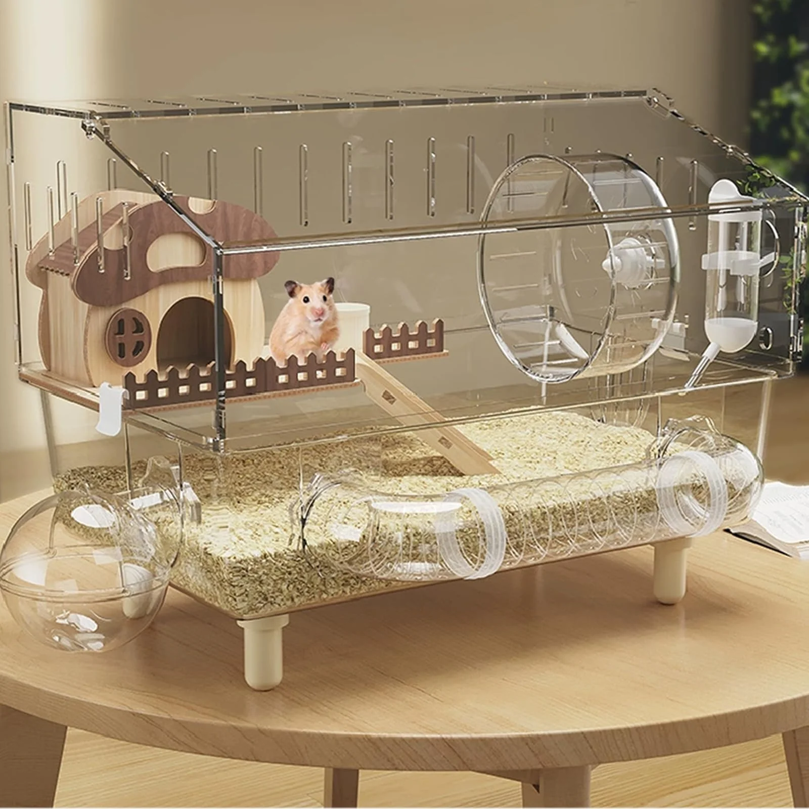 Advanced LummiPlay 8 in 1 Acrylic Hamster Cage – 18x11x13.4 in Multi-Level Habitat with Accessories Contemporary