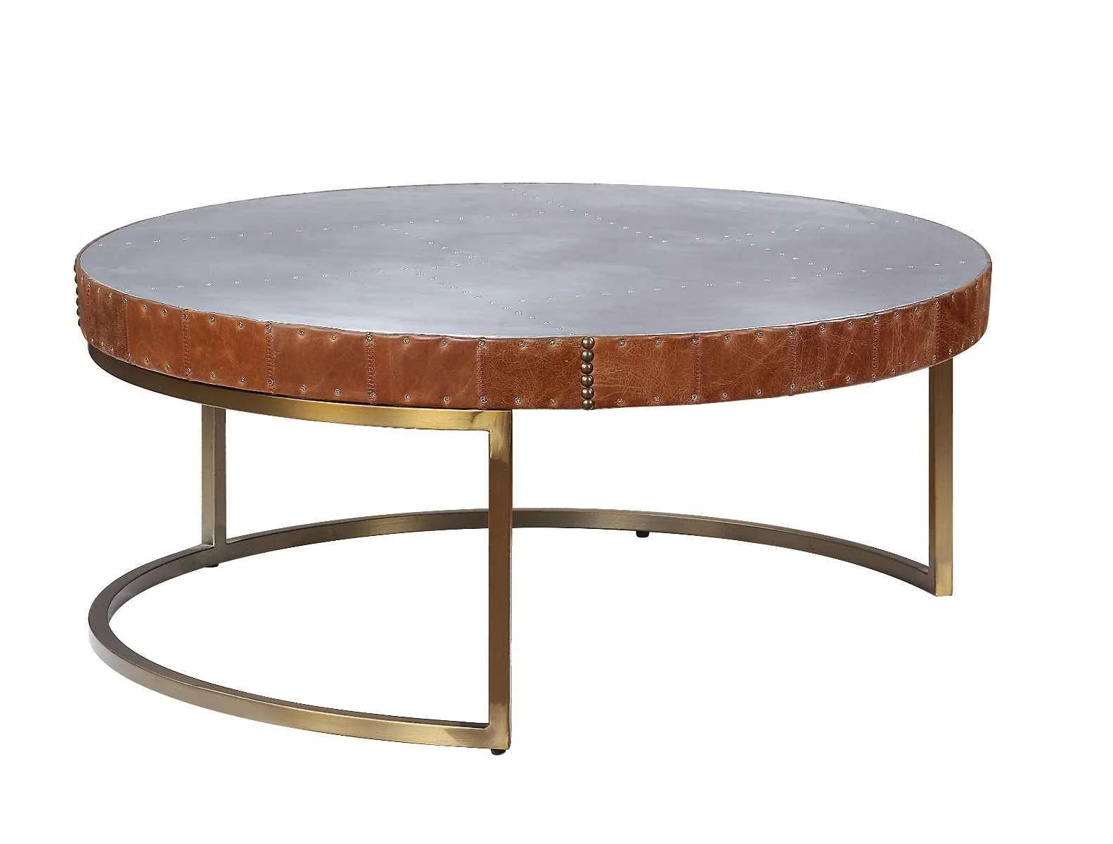 Innovative Tamas – 16 Coffee Table – Aluminum Cocoa Top Grain Leather Fine Crafted