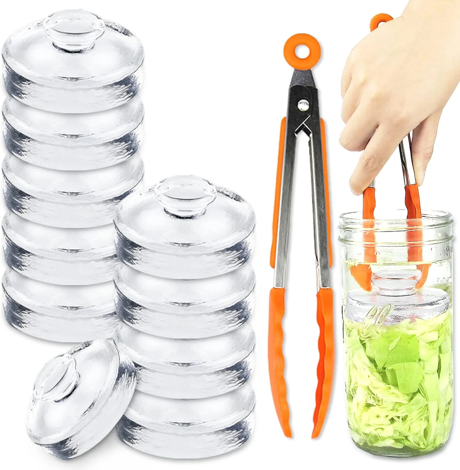 Luxury Artcome 10-Pack Glass Fermentation Weights with Easy Grip Handle and Unique Texture Design for Large Wide Mouth Mason Jars Casual