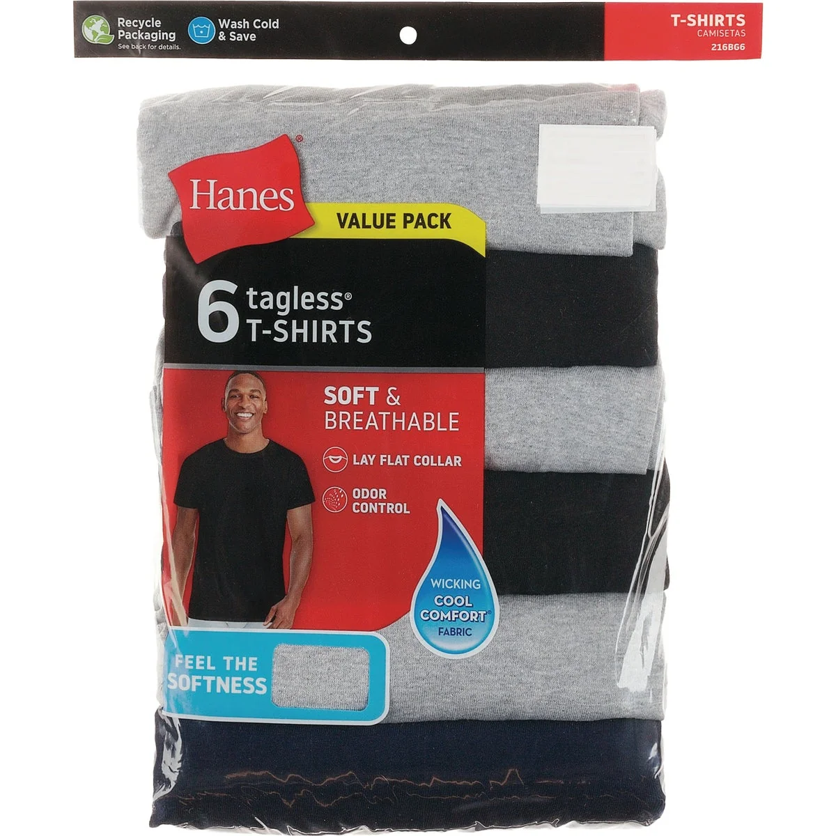 Carefully Designed Hanes M Black Gray Cotton Crew T-Shirt 6-Pack User-Friendly