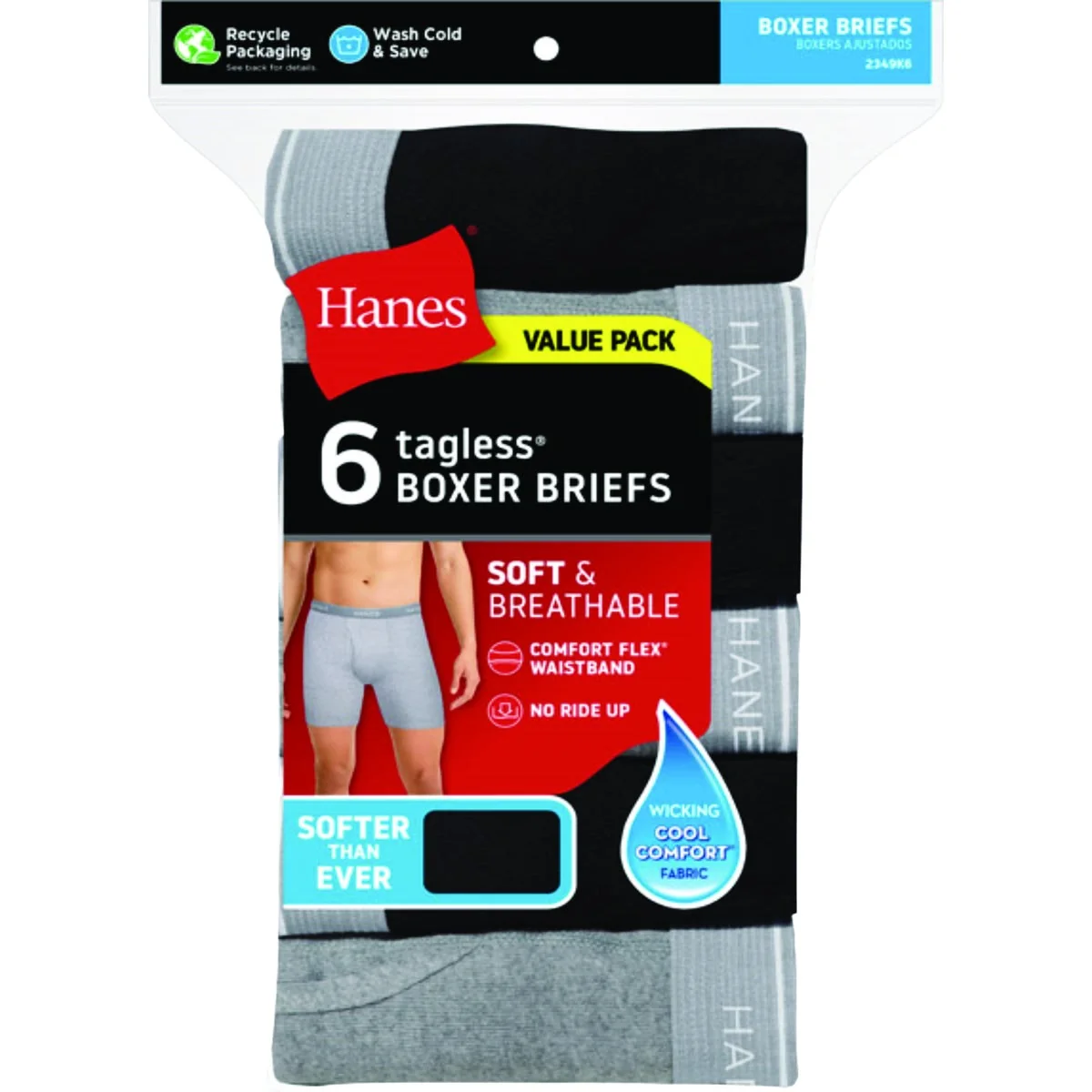 First-Class Hanes Men’s L Multi-Color Boxer Briefs 6-Pack Proven