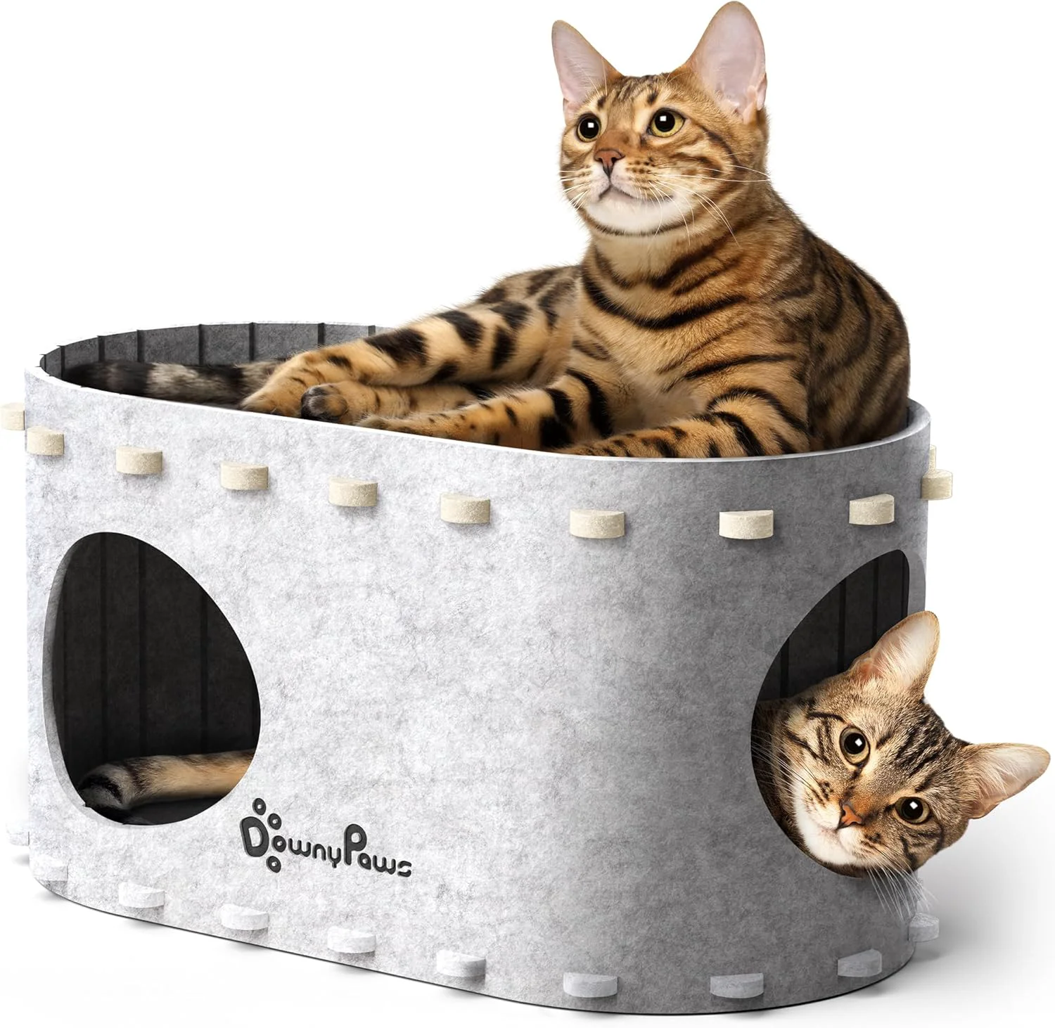 Pure DownyPaws Cat House for Indoor Cats Cat Bed Cave for Multiple Large Cats Up to 22 Lbs Scratch Resistant Peekaboo Cat Caves Foldable Tunnel Enclosed Bed PeekaPurr Marble Easy-to-Use
