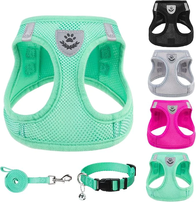 Excellent PUPTECK Adjustable Dog Harness Collar and Leash Set Step in No Pull Pet Harness Certified