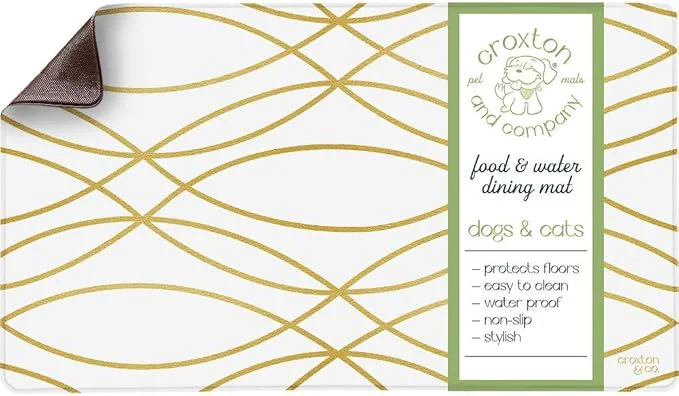 Comfortable CROXTON CO. Non-Slip Faux Leather Pet Feeding Mat for Dog Bowls Large Bowl Mat for Food and Water Durable Easy-to-Clean Pet Food Mat for Floors Size 16.5 x28 About ThisOverview Healthy